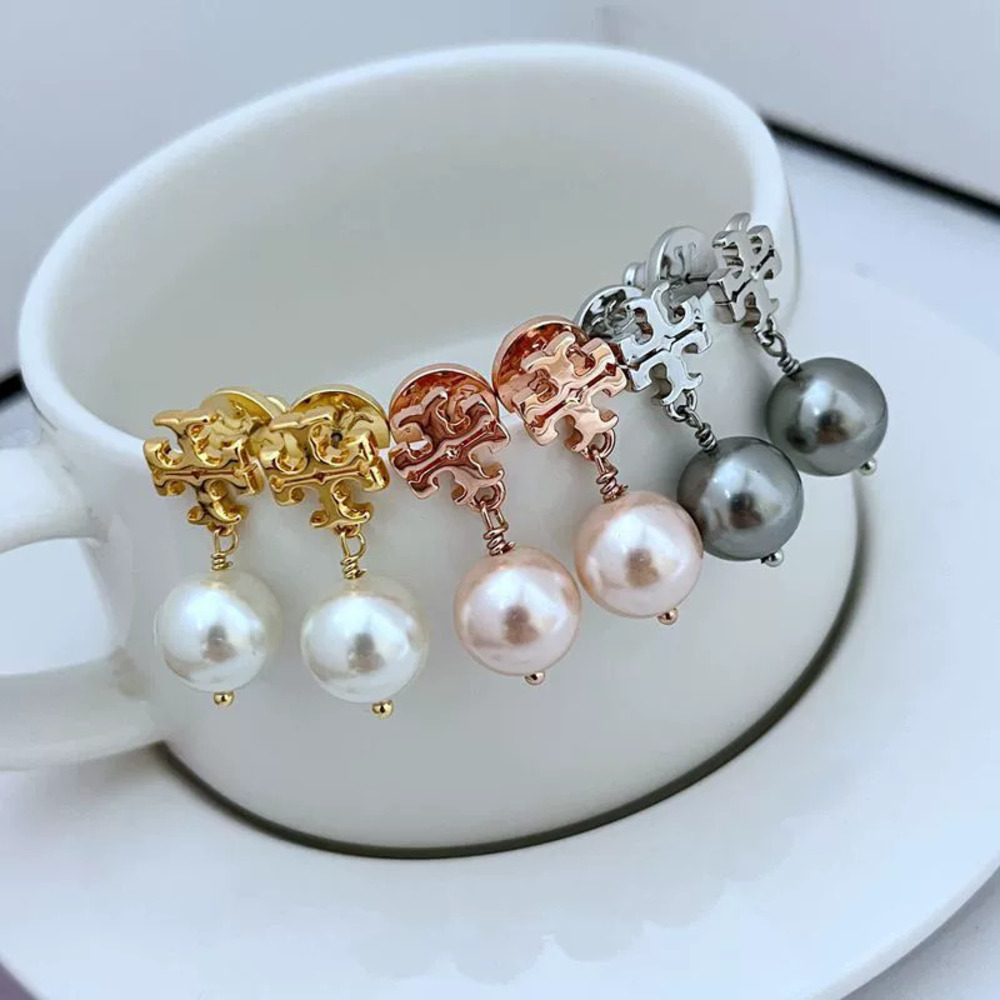 Tory Burch Pearl Letter Drop Earrings